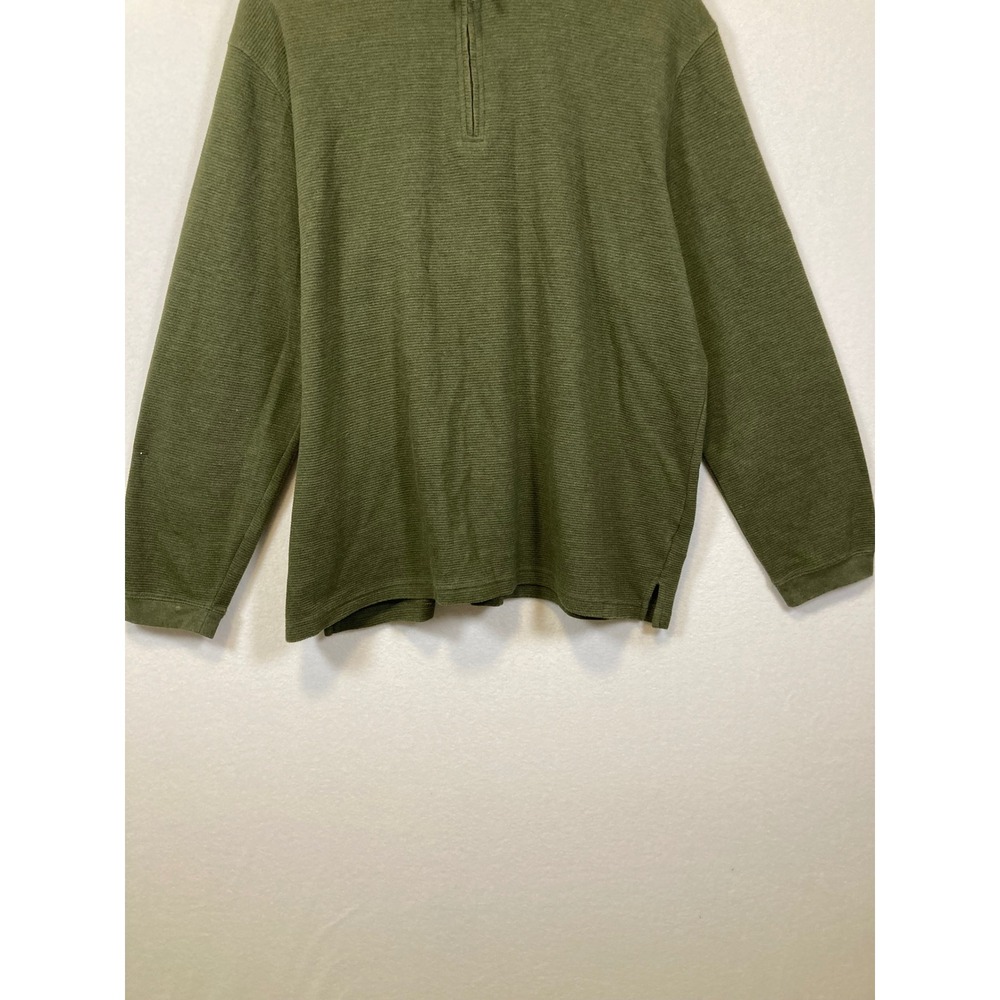 Mens Olive Green Textured Knit Quarter Zip Pullover Sweater‎ XL - Picture 5 of 9